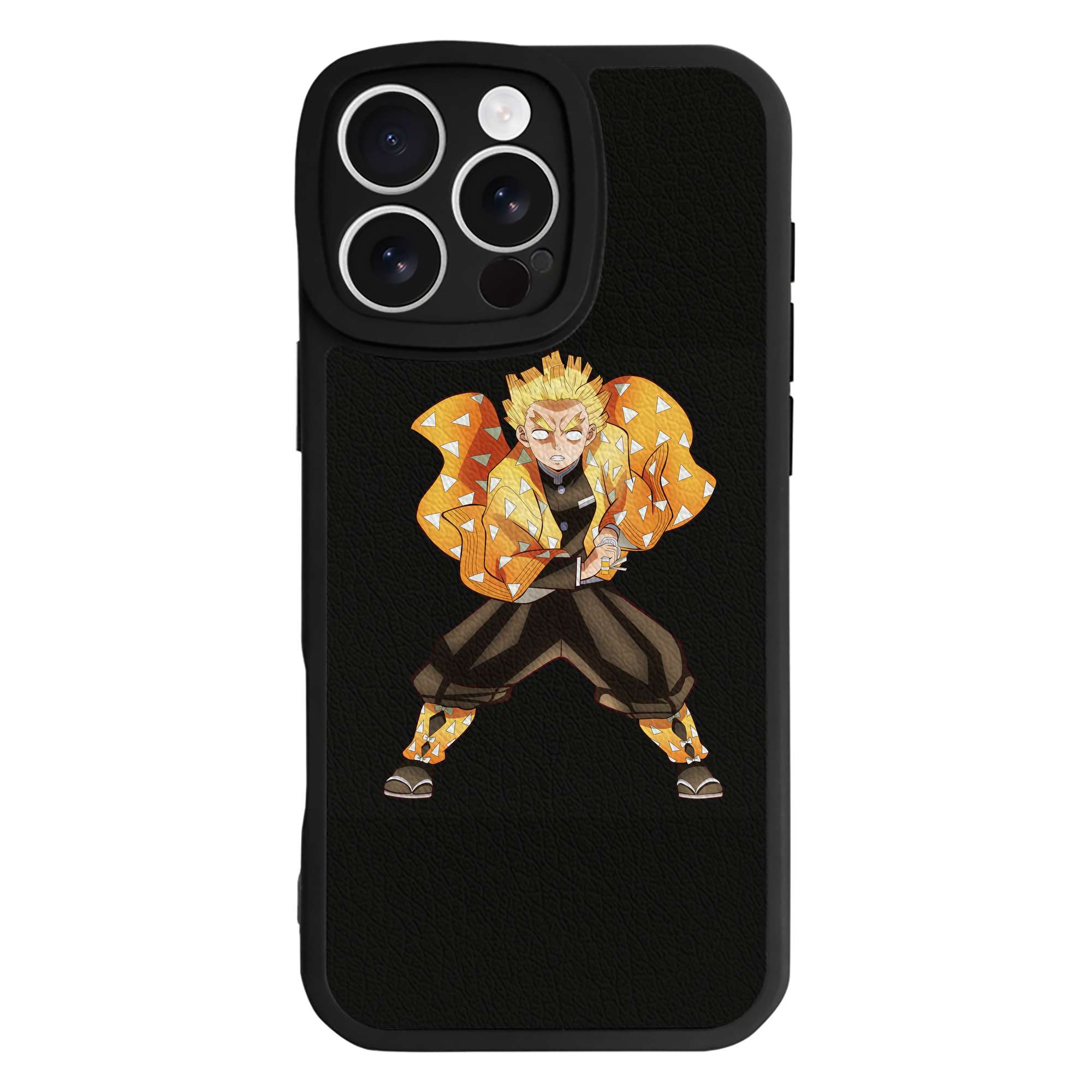 （画像用） 鬼滅の刃（きめつのやいば）我妻 善逸／あがつま ぜんいつ Agatsuma Zenitsu 【iPhone 16シリーズ対応】シリコンスマホケース（レザー調） 材質：シリコン